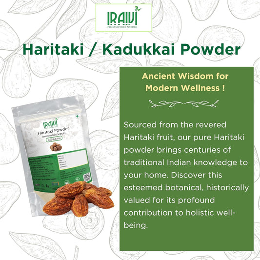 IRAIVI Premium Haritaki Powder | Kadukkai | Harad | 100% Pure & Natural Superfood for Digestive Health, Detox & Gut Wellness | Daily Immunity & Cleansing Support - Iraivi Herbals