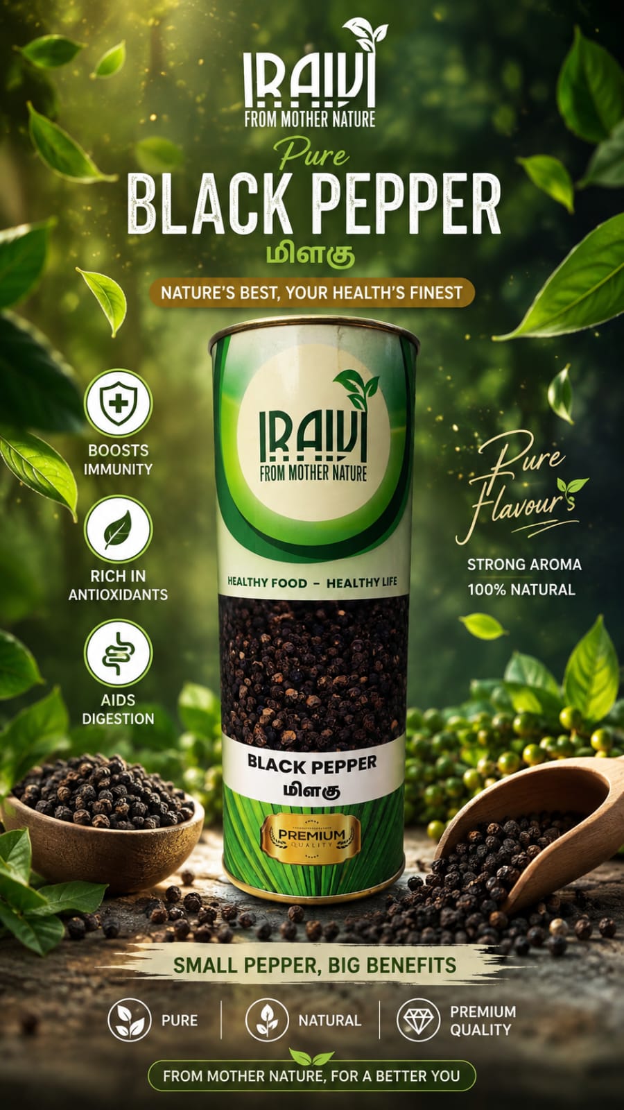 IRAIVI Black Pepper | Pure Black Pepper | Premium Quality