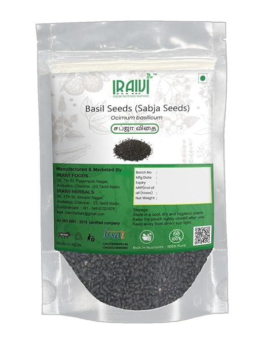 IRAIVI Premium Basil Seeds | Sabja Seeds | Tukmaria | Pure & Natural by Iraivi Organics - Iraivi Herbals