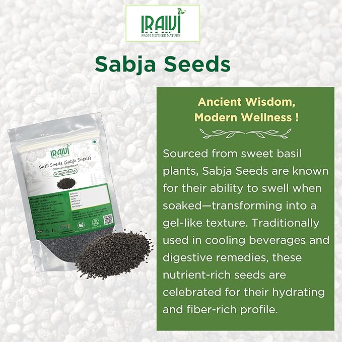 IRAIVI Premium Basil Seeds | Sabja Seeds | Tukmaria | Pure & Natural by Iraivi Organics - Iraivi Herbals