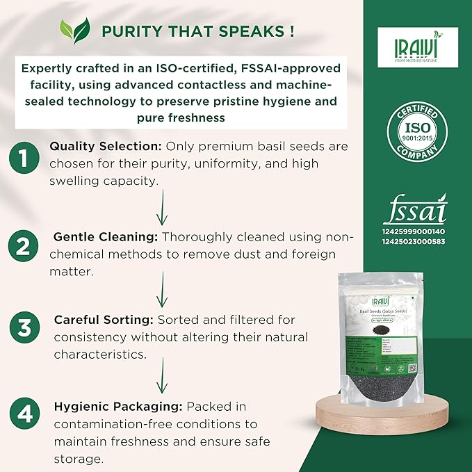 IRAIVI Premium Basil Seeds | Sabja Seeds | Tukmaria | Pure & Natural by Iraivi Organics - Iraivi Herbals