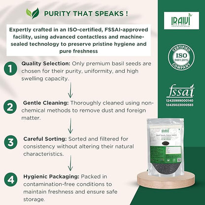 IRAIVI Premium Basil Seeds | Sabja Seeds | Tukmaria | Pure & Natural by Iraivi Organics - Iraivi Herbals
