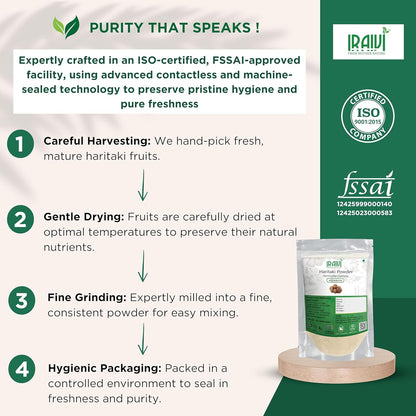 IRAIVI Premium Haritaki Powder | Kadukkai | Harad | 100% Pure & Natural Superfood for Digestive Health, Detox & Gut Wellness | Daily Immunity & Cleansing Support - Iraivi Herbals