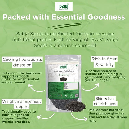 IRAIVI Premium Basil Seeds | Sabja Seeds | Tukmaria | Pure & Natural by Iraivi Organics - Iraivi Herbals