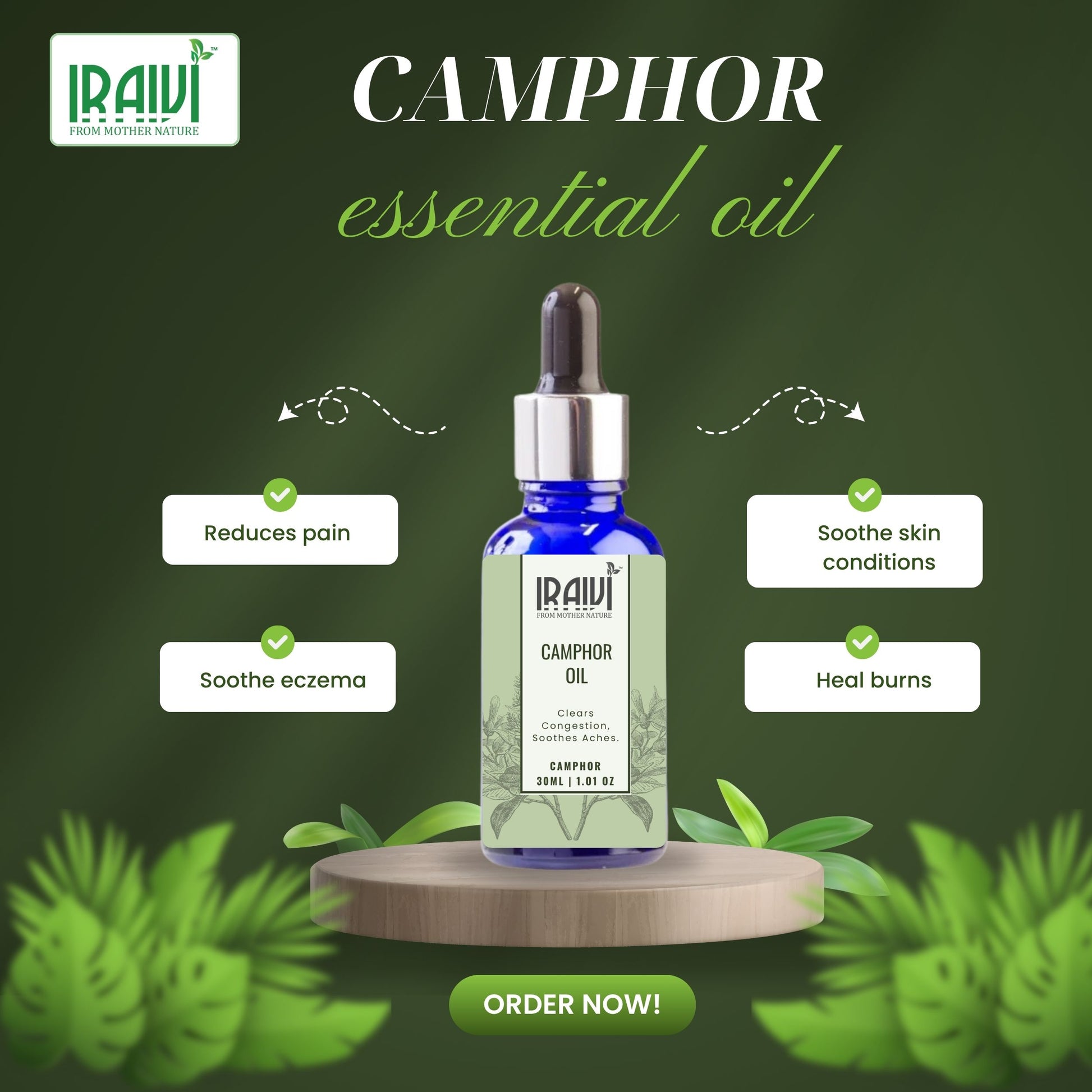 Camphor Oil Bottle – Iraivi Organics Pure Essential Oil