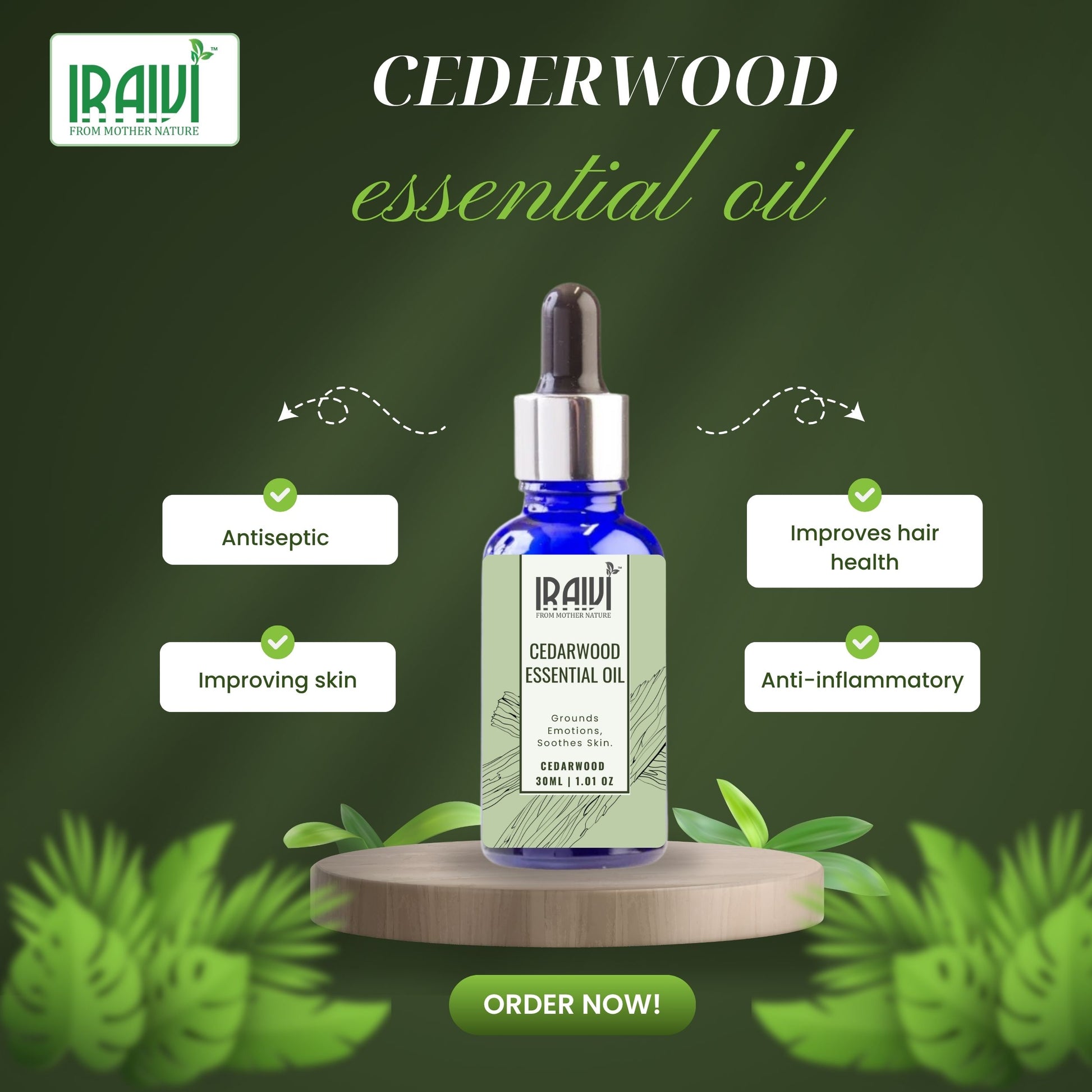 Cederwood Essential Oil Bottle – Iraivi Organics Pure Essential Oil