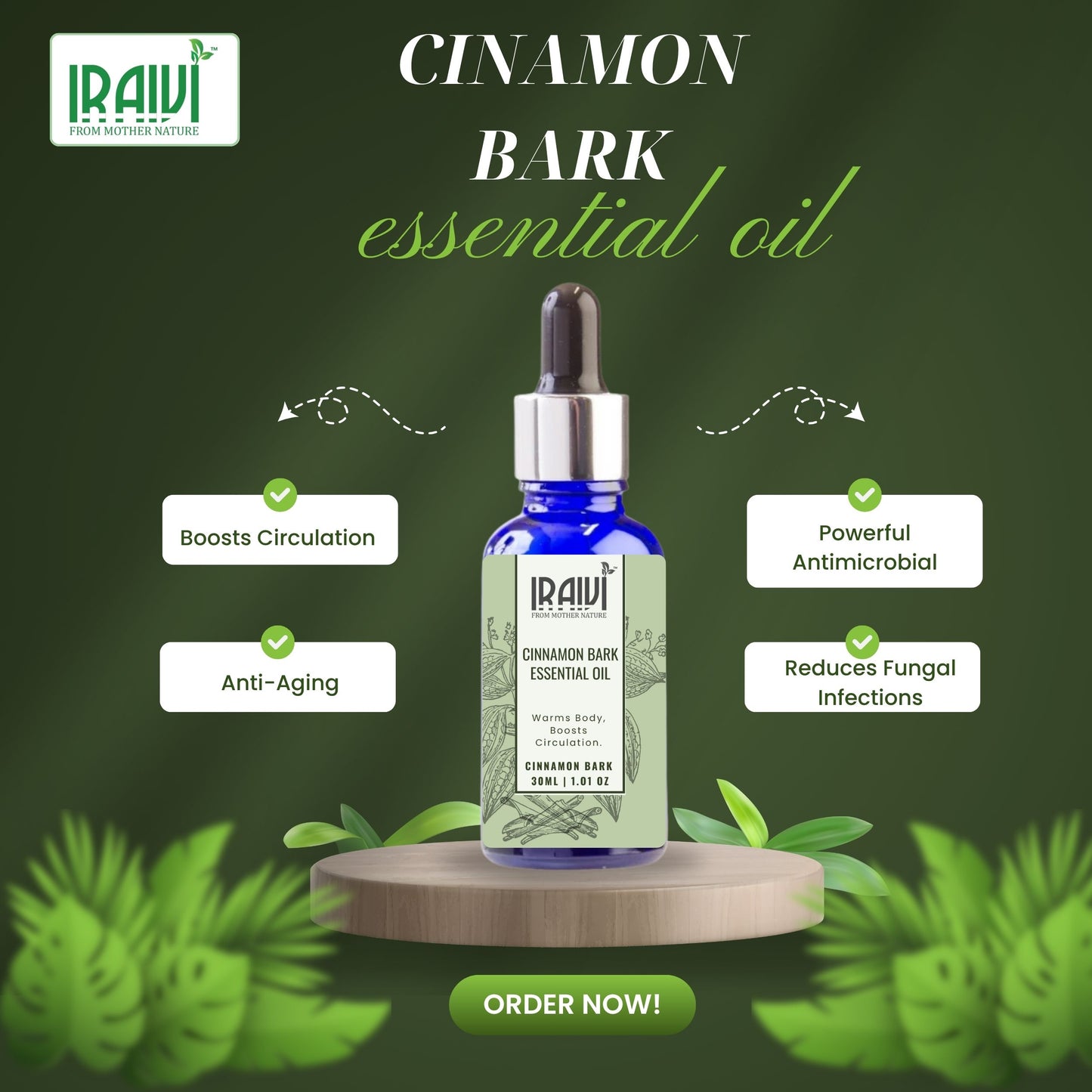 Cinamon Bark Essential Oil Bottle – Iraivi Organics Pure Essential Oil