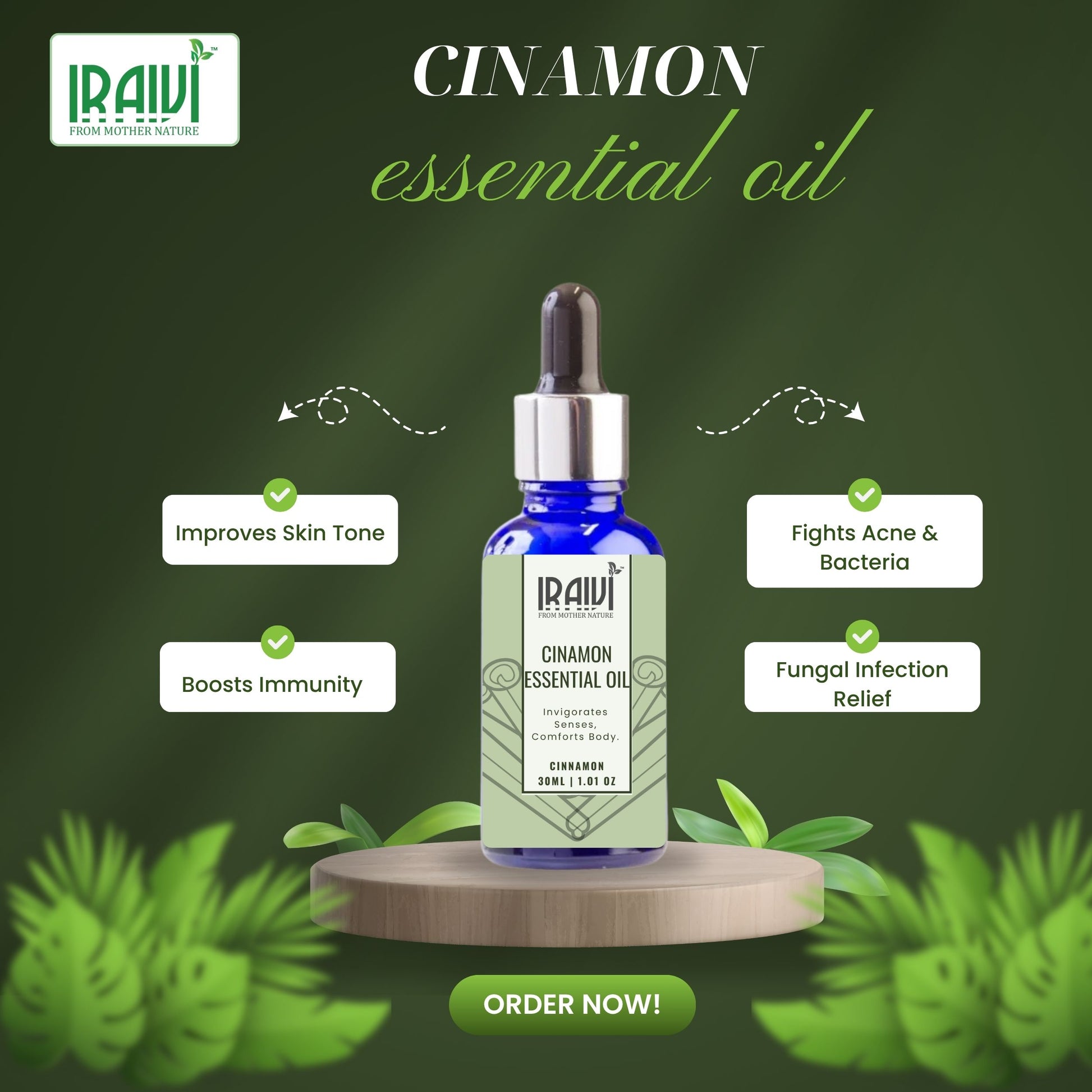 Cinamon Essential Oil Bottle – Iraivi Organics Pure Essential Oil