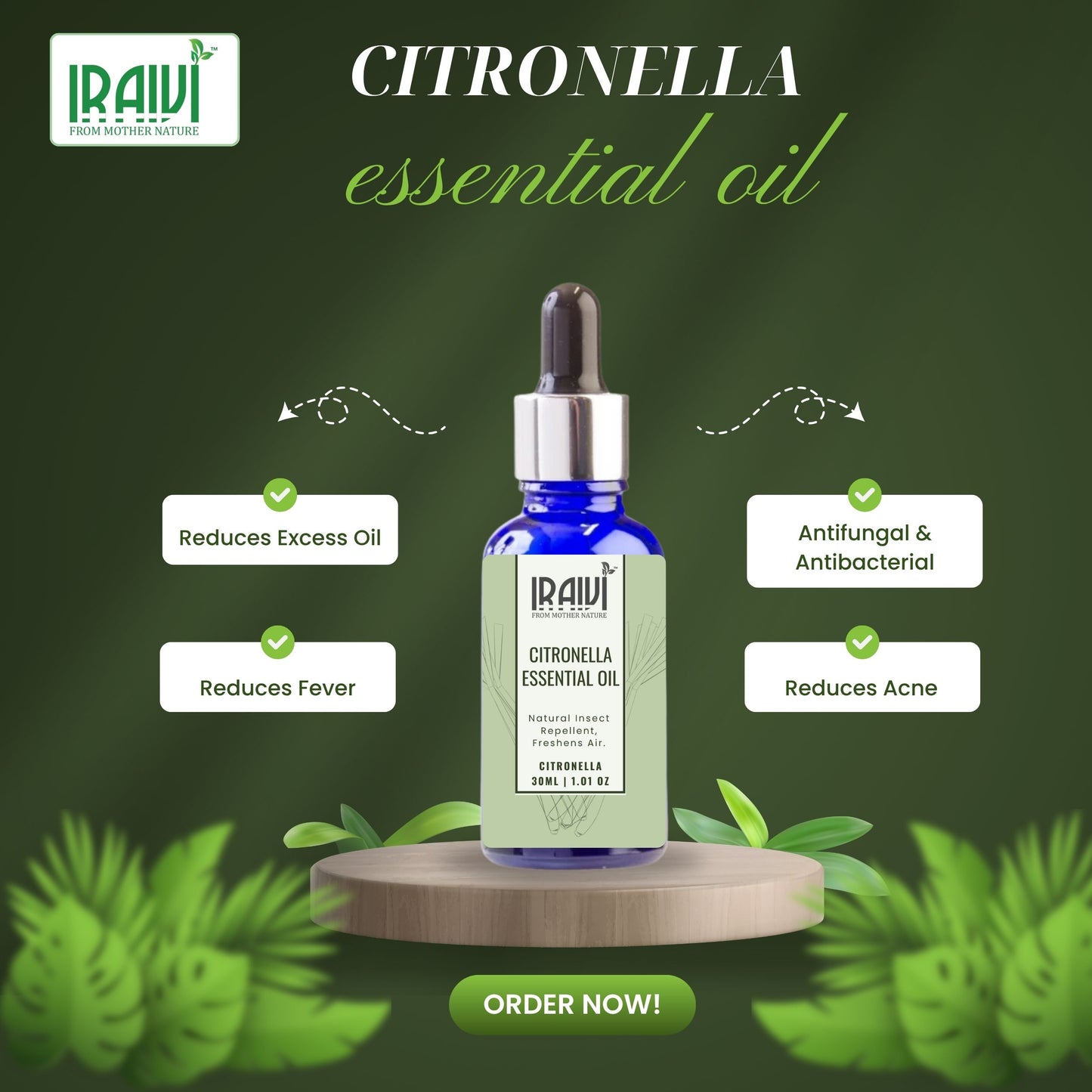 Citronella Essential Oil Bottle – Iraivi Organics Pure Essential Oil