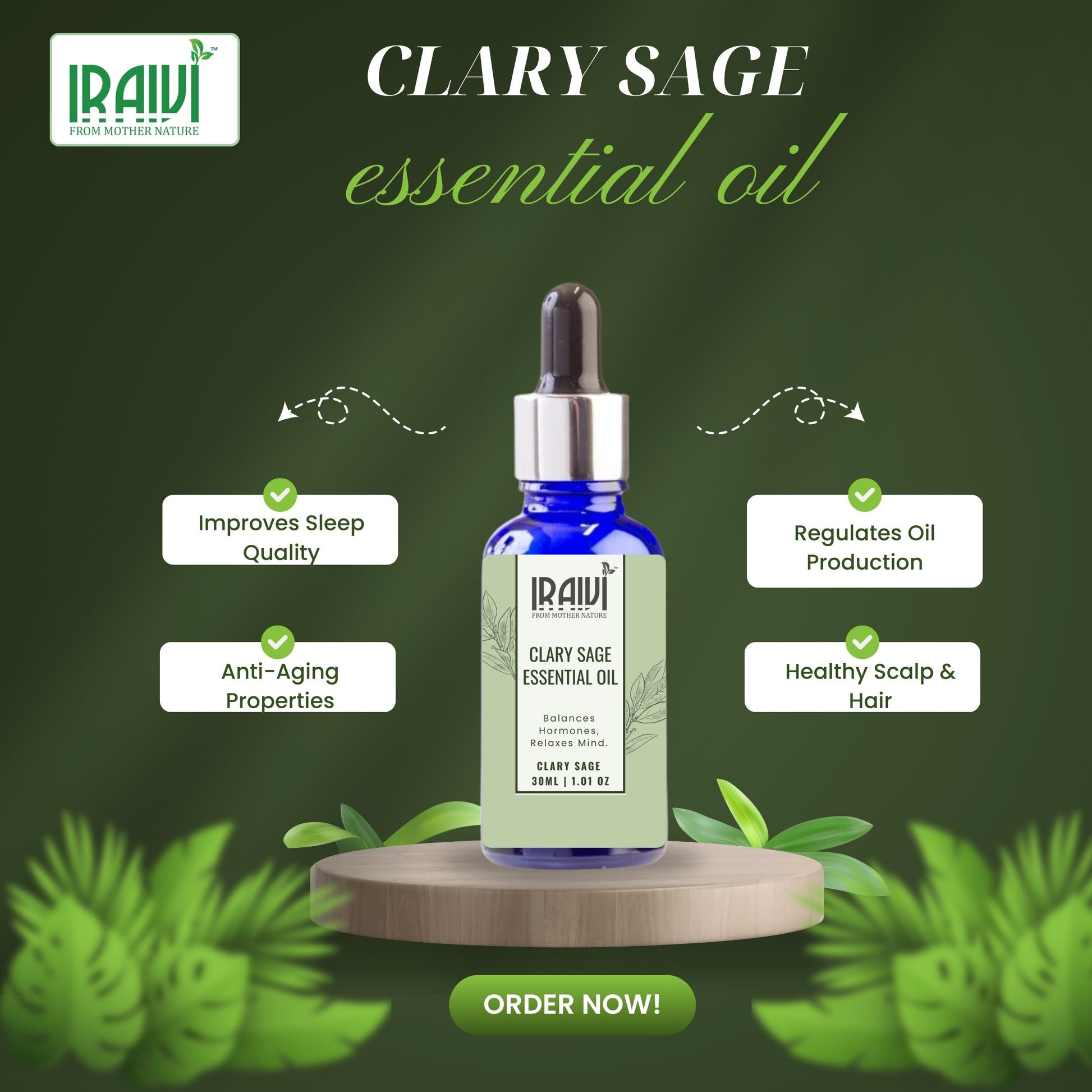 Clary Sage Essential Oil Bottle – Iraivi Organics Pure Essential Oil