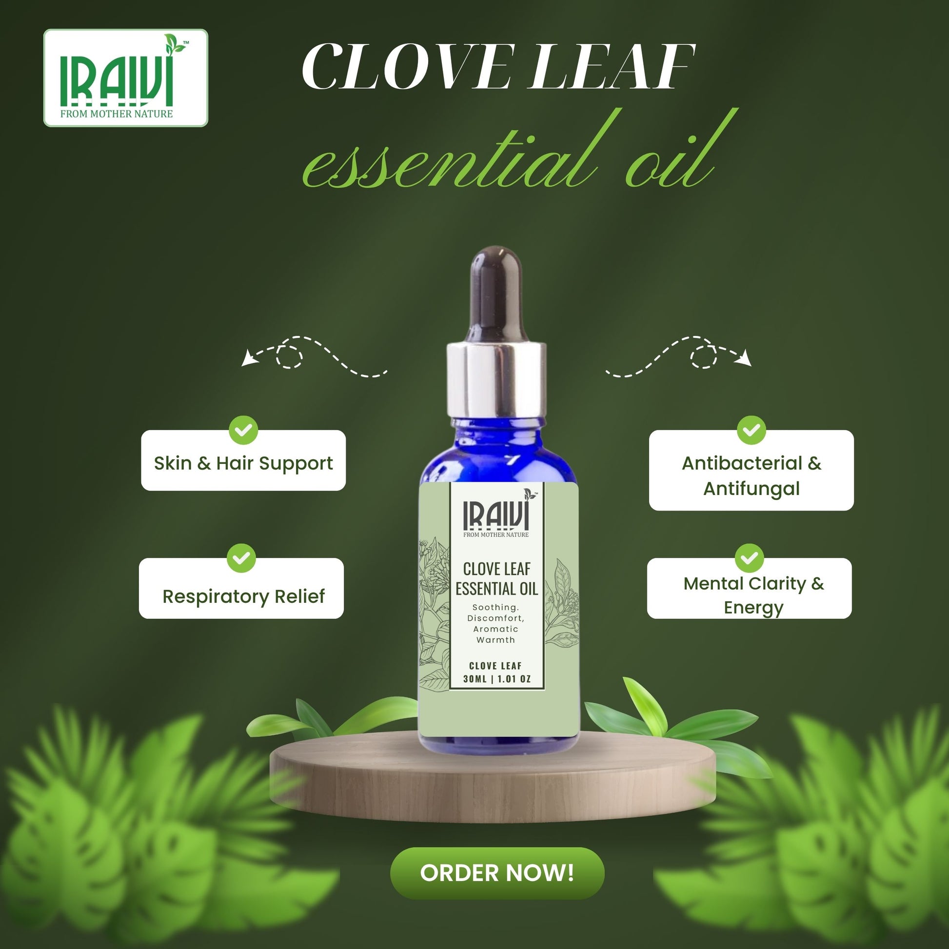 Clove Leaf Essential Oil Bottle – Iraivi Organics Pure Essential Oil