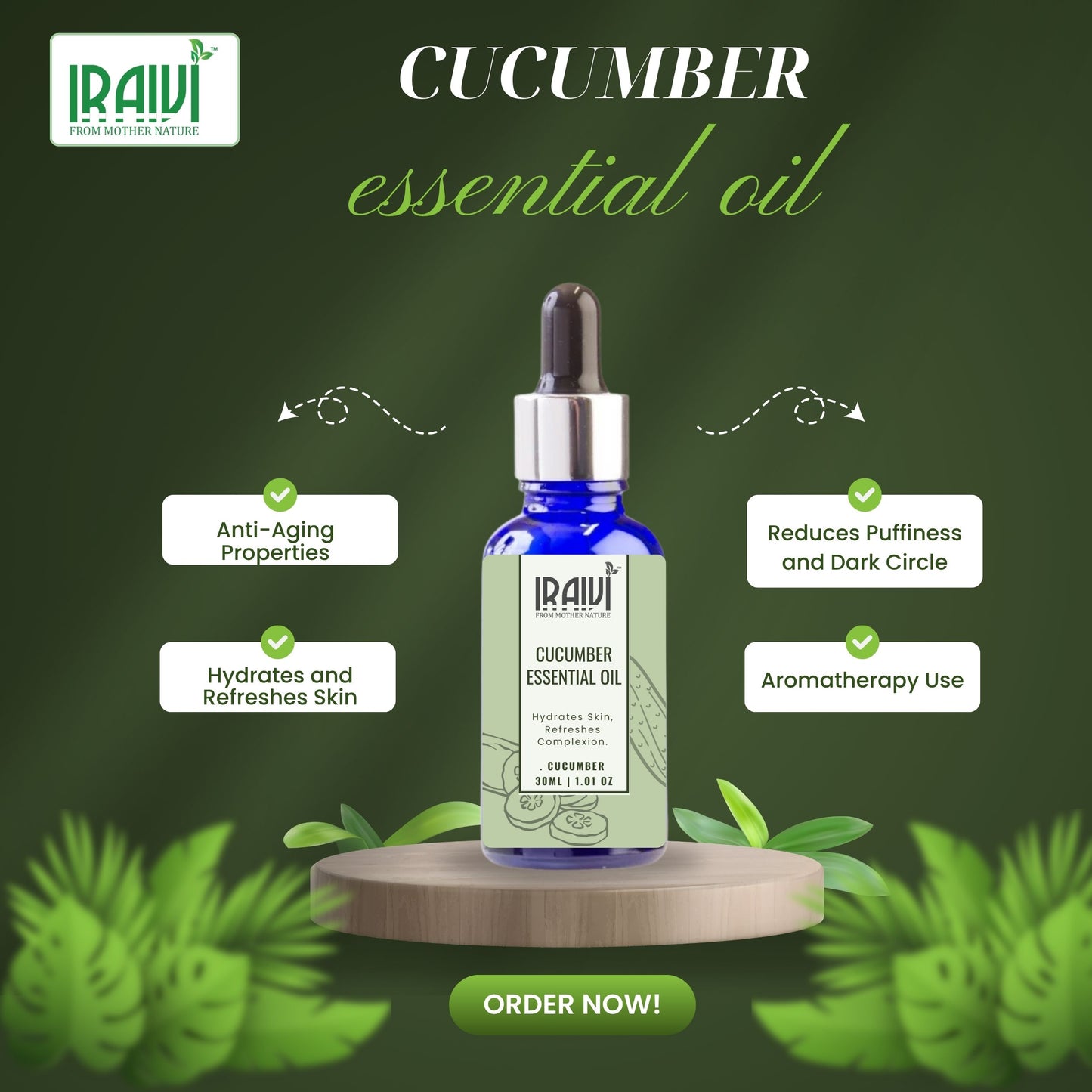 Cucumber Essential Oil Bottle – Iraivi Organics Pure Essential Oil
