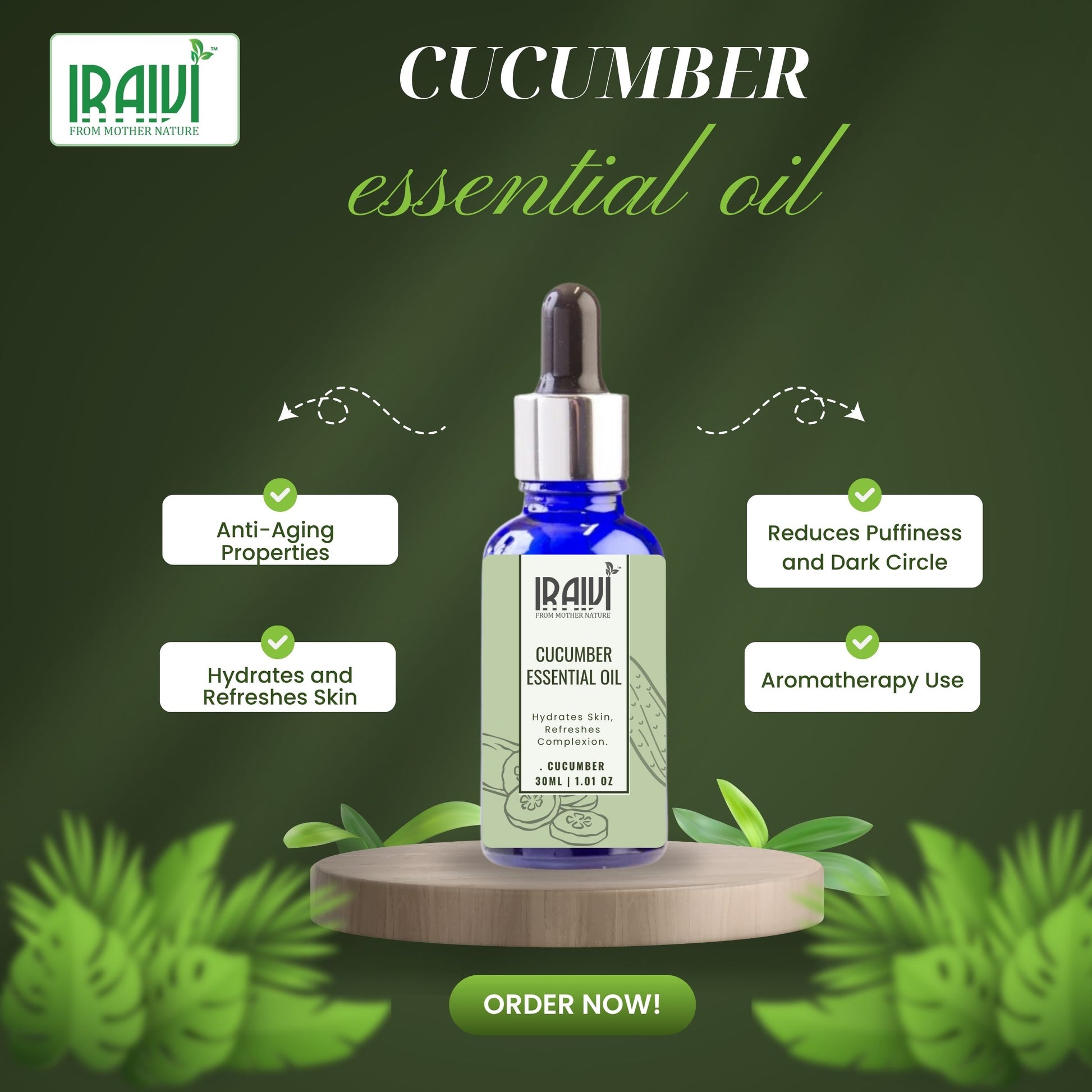 Cucumber Essential Oil Bottle – Iraivi Organics Pure Essential Oil