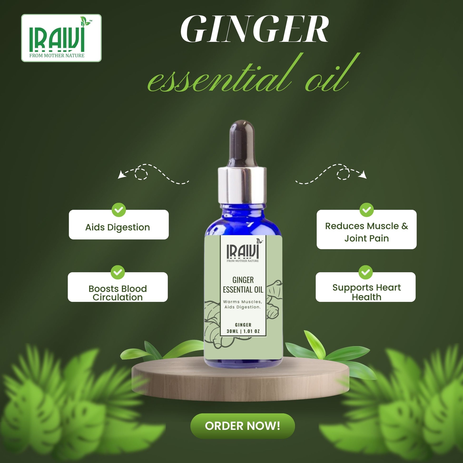 Ginger Essential Oil Bottle – Iraivi Organics Pure Essential Oil