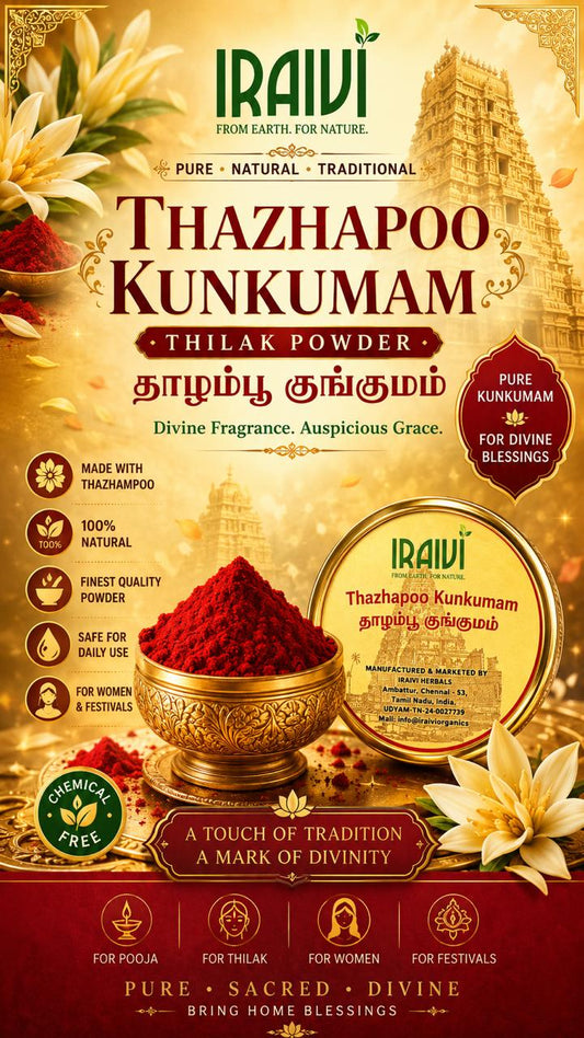 IRAIVI Thazhampoo Kumkum | Traditional Thilak Powder | Natural Kumkum 5g