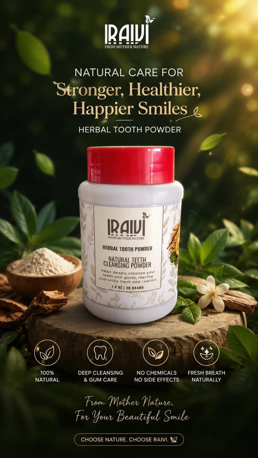 IRAIVI Herbal Tooth Powder | Natural Teeth & Gum Care Powder | 100g