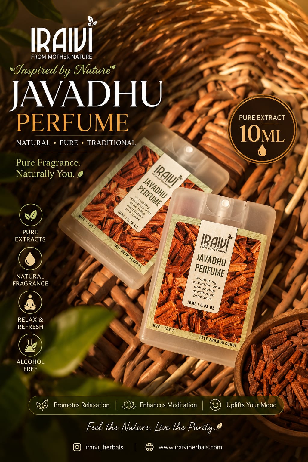 IRAIVI Javadhu Perfume 10 ML | Traditional Javadhu Fragrance | Alcohol Free Perfume