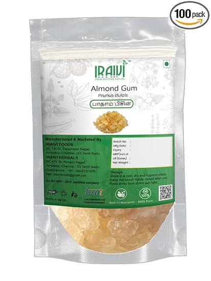 Iraivi Premium Almond Gum – Badam Pisin (Gond Katira) for Cooling, Skin Glow & Gut Health
