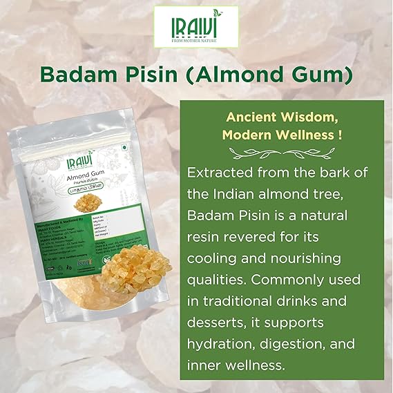 Iraivi Premium Almond Gum – Badam Pisin (Gond Katira) for Cooling, Skin Glow & Gut Health
