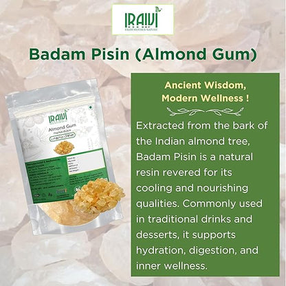 Iraivi Premium Almond Gum – Badam Pisin (Gond Katira) for Cooling, Skin Glow & Gut Health
