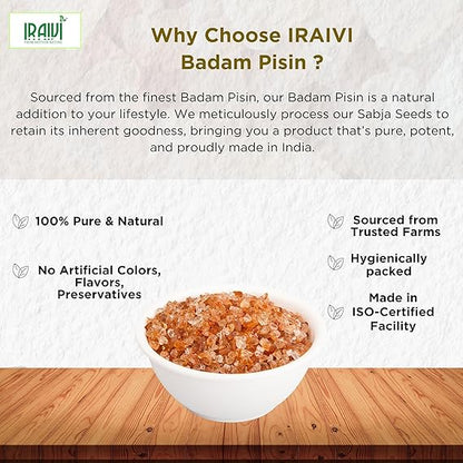 Iraivi Premium Almond Gum – Badam Pisin (Gond Katira) for Cooling, Skin Glow & Gut Health
