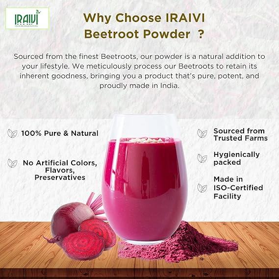 Iraivi Premium Beetroot Powder 100g – Pure Chukandar for Skin, Hair, and Energy Boost

