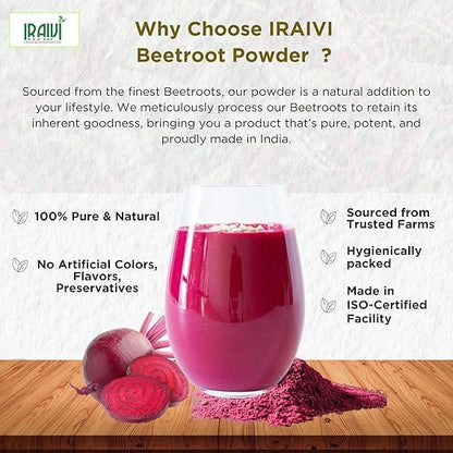 Iraivi Premium Beetroot Powder 100g – Pure Chukandar for Skin, Hair, and Energy Boost
