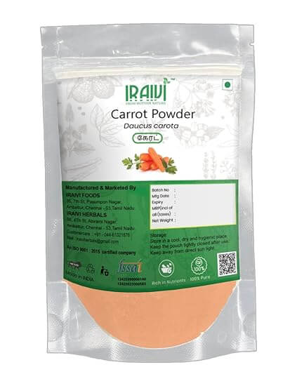 Iraivi Premium Carrot Powder 100g – Gajar with Beta-Carotene for Skin Glow & Eye Health
