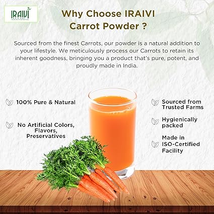 Iraivi Premium Carrot Powder 100g – Gajar with Beta-Carotene for Skin Glow & Eye Health
