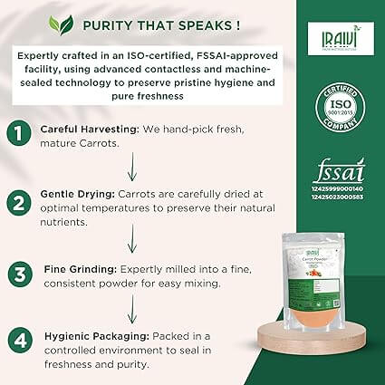 Iraivi Premium Carrot Powder 100g – Gajar with Beta-Carotene for Skin Glow & Eye Health
