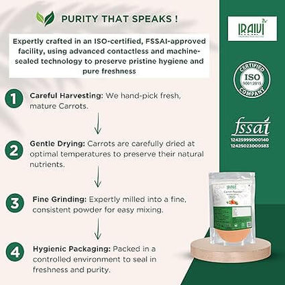 Iraivi Premium Carrot Powder 100g – Gajar with Beta-Carotene for Skin Glow & Eye Health
