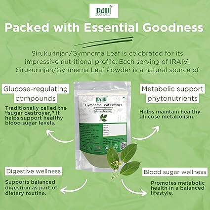Iraivi Premium Gymnema Leaf Powder 100g – Sirukurinjan Gurmar for Blood Sugar & Weight Management
