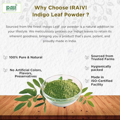 Iraivi Premium Indigo Leaf Powder 100g – Neeli Avuri for Natural Hair Coloring and Shine
