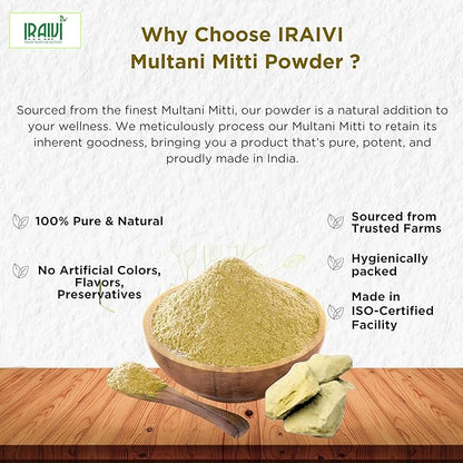 Iraivi Multani Mitti Powder 100g – 100% Pure Fuller's Earth for Skin Cleansing & Glow
