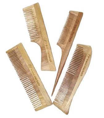 Iraivi Neem Comb Kit – Oil-Treated Wooden Combs for Hair Growth & Scalp Care (Pack of 4)

