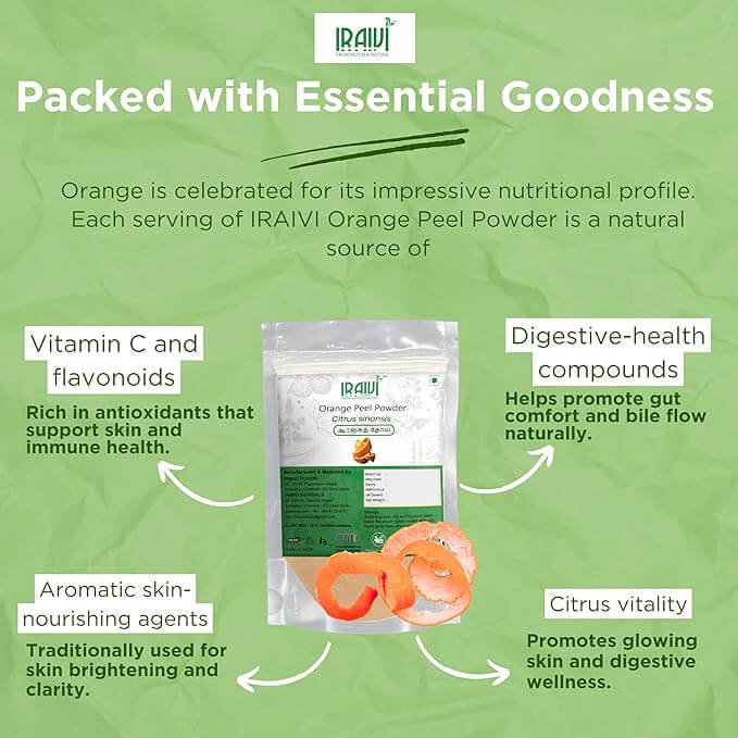 Iraivi Premium Orange Peel Powder 100g – Natural Skin Brightening & Exfoliating Face Pack Ingredient

