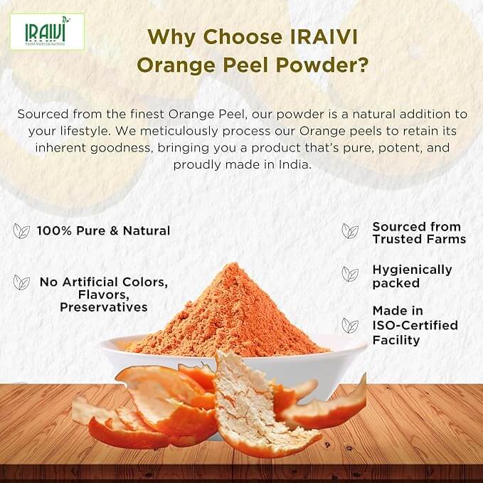 Iraivi Premium Orange Peel Powder 100g – Natural Skin Brightening & Exfoliating Face Pack Ingredient
