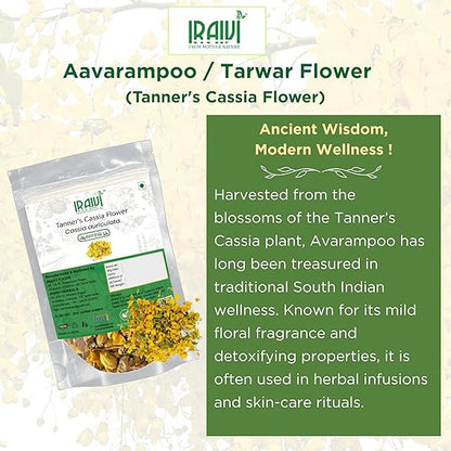 IRAIVI Premium Aavarampoo Flowers 100g – 100% Natural Sun-Dried Cassia Auriculata Flowers
