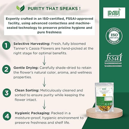 IRAIVI Premium Aavarampoo Flowers 100g – 100% Natural Sun-Dried Cassia Auriculata Flowers
