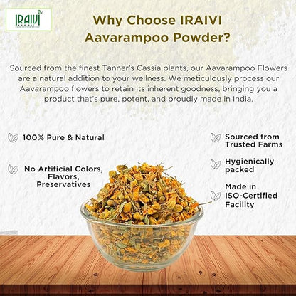 IRAIVI Premium Aavarampoo Flowers 100g – 100% Natural Sun-Dried Cassia Auriculata Flowers
