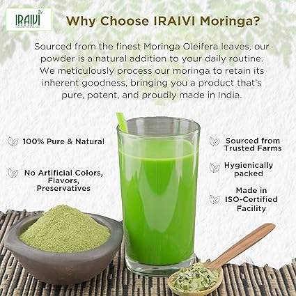 Pure Moringa Leaf Powder – Drumstick Leaves Superfood by Iraivi Organics