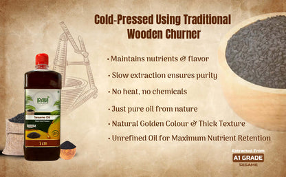 Sesame oil extracted from traditional wooden chekku mill